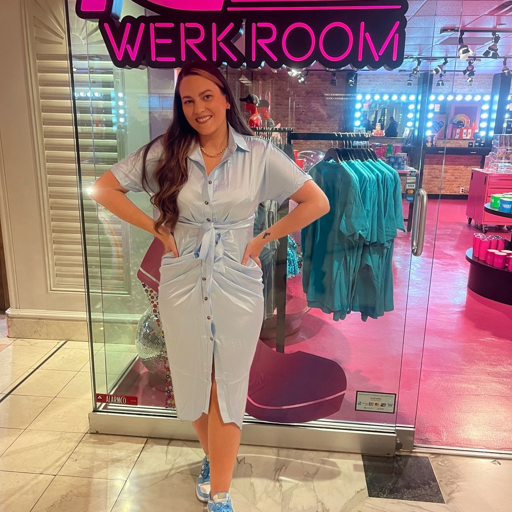 Sky Blue Rouching Dress